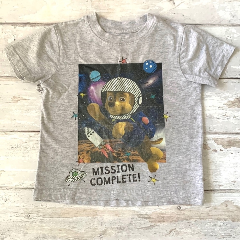 Boys 3T Paw Patrol Chase Pup Space Gray Short Sleeve Shirt Toddler Nickelodeon
